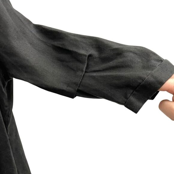 Catharina 100% Linen Minimalist Lagenlook Modern Goth Midi Dress Black size XL - Picture 4 of 14